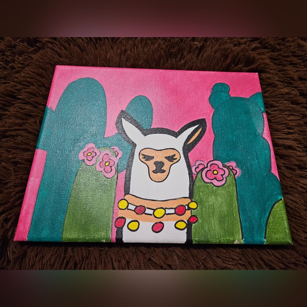 Llama with Cactus Painting